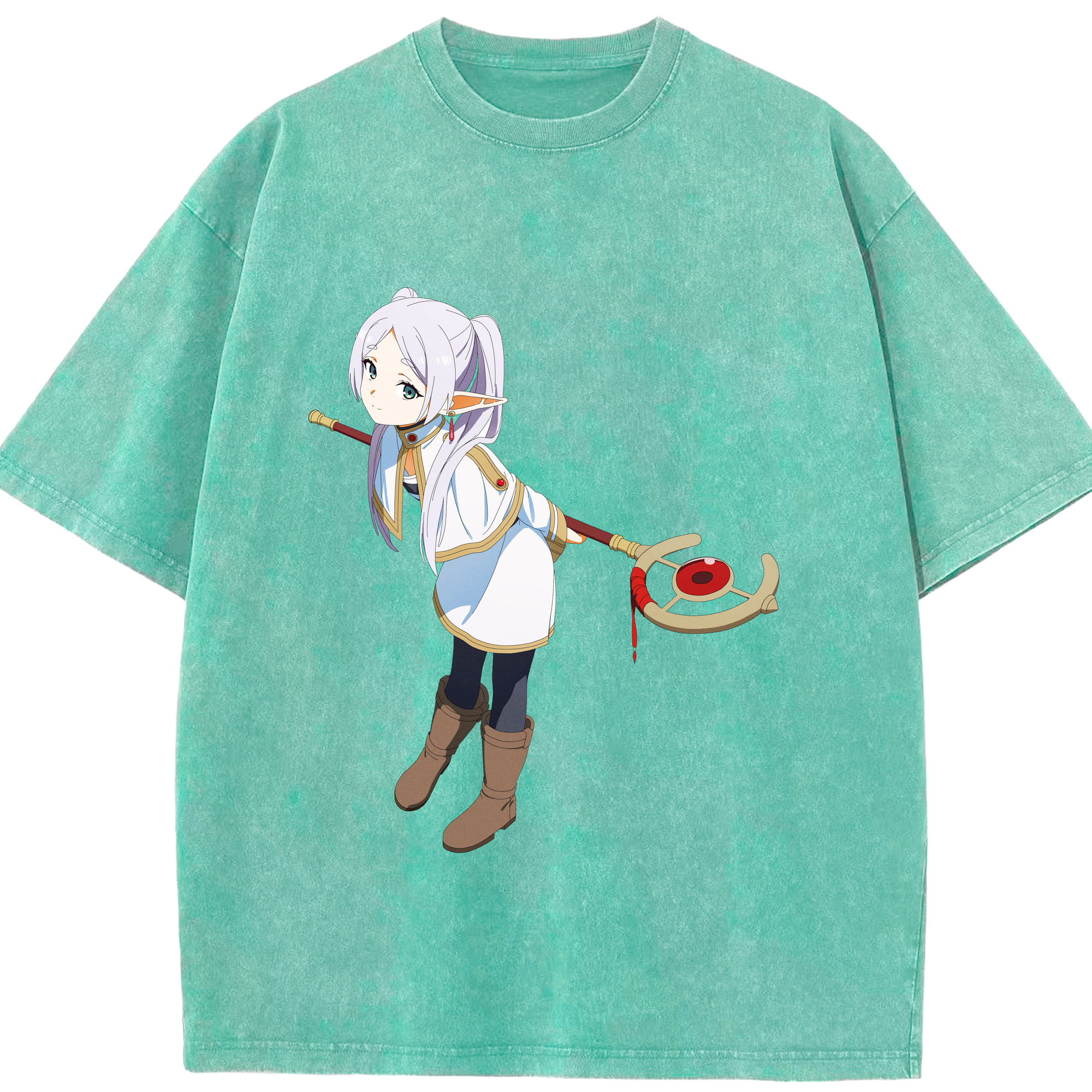 （画像用） 葬送のフリーレン Frieren 綿100% ヴィンテージ風 半袖Tシャツ（フロントプリント）